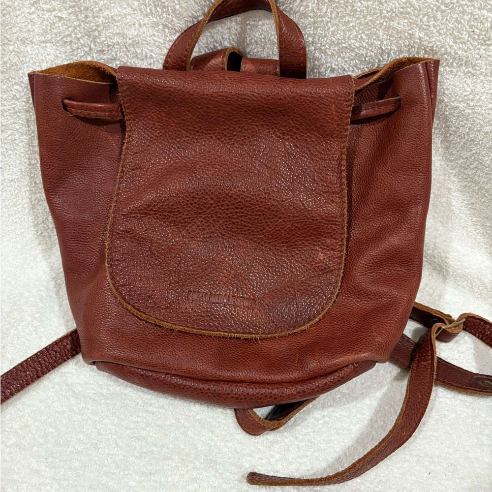 Brown Pebbled Leather Backpack for Everyday Use
